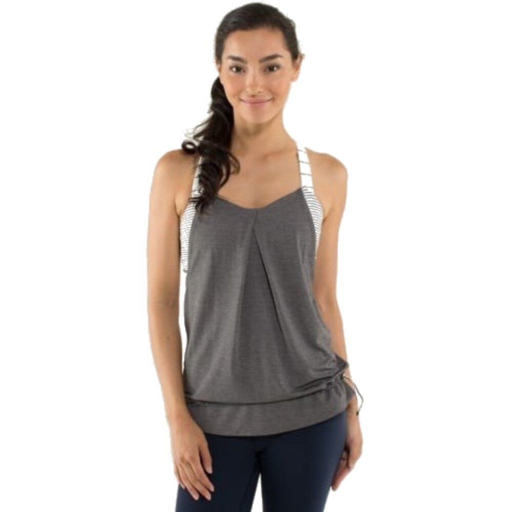 Lululemon XS Rest Less Tank Gray Built In Bra Activewear Running Gym Relaxed Top - Picture 2 of 10